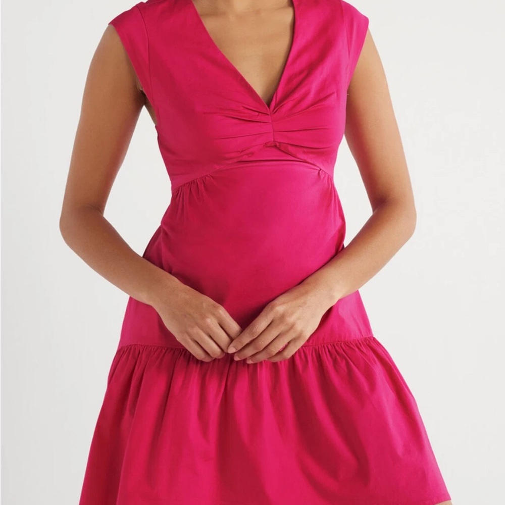 Scoop Poplin Elegant Pink Sleeveless Dress.